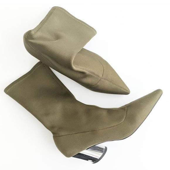 Zara Shoes - Zara Metallic Heel Stretch Ankle Boots